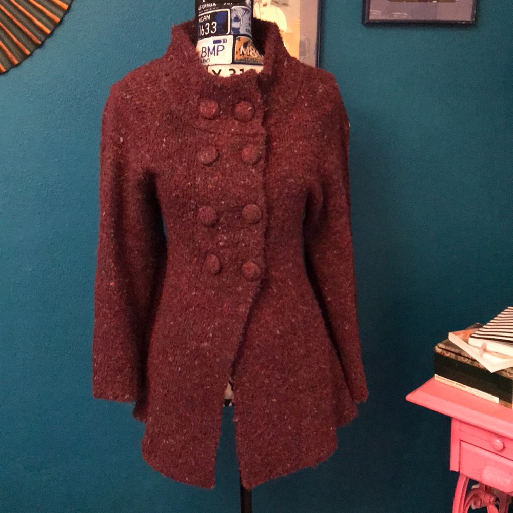 Burgundy snap cardigan